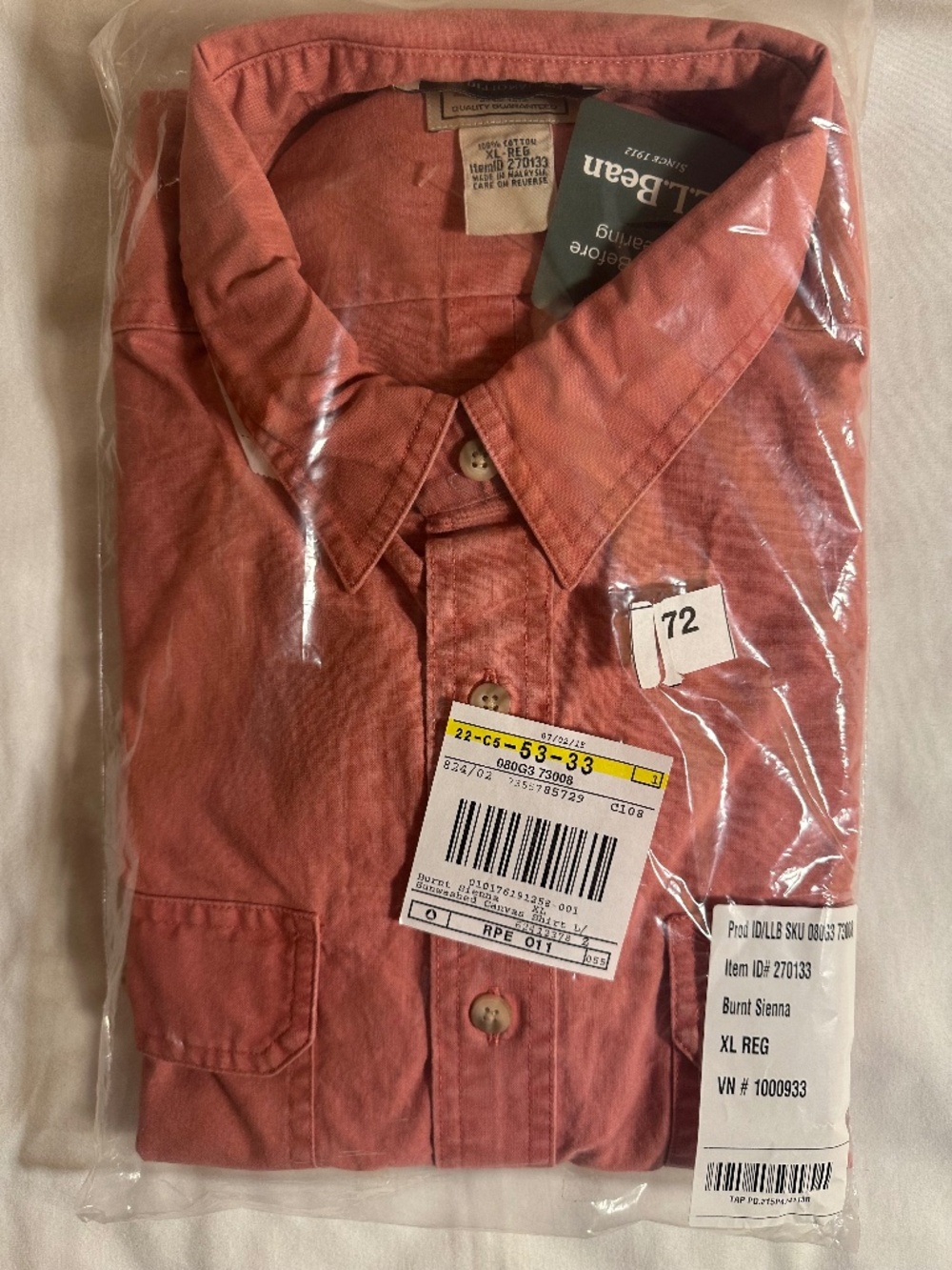 LL Beans, XL terracotta men shirt